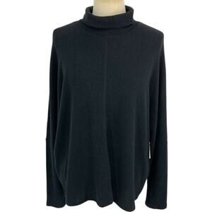H by Bordeaux Black Turtleneck Felted Sweater Size Large NWOT